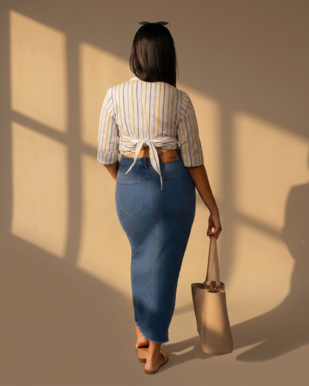 Isala Long Sleeve Tie Back Cut Out Detail Shirt