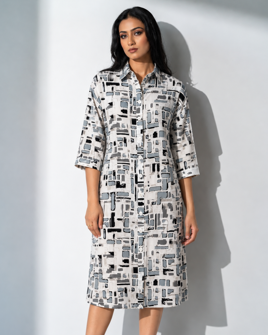 The Modern Abstract Shirt Dress