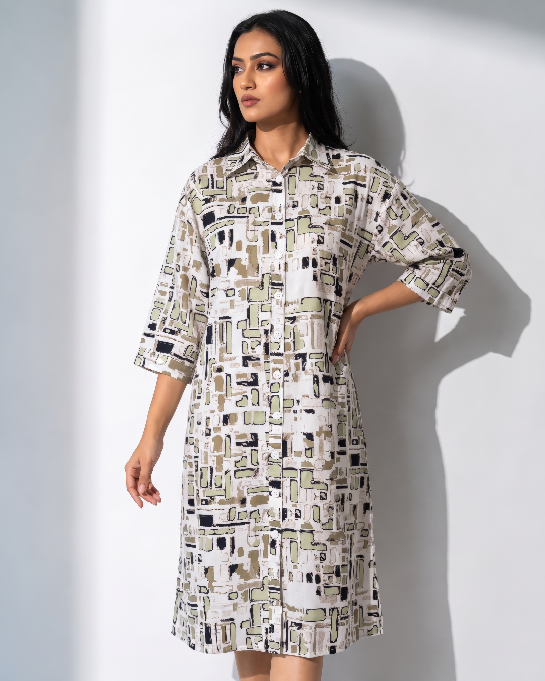 The Modern Abstract Shirt Dress